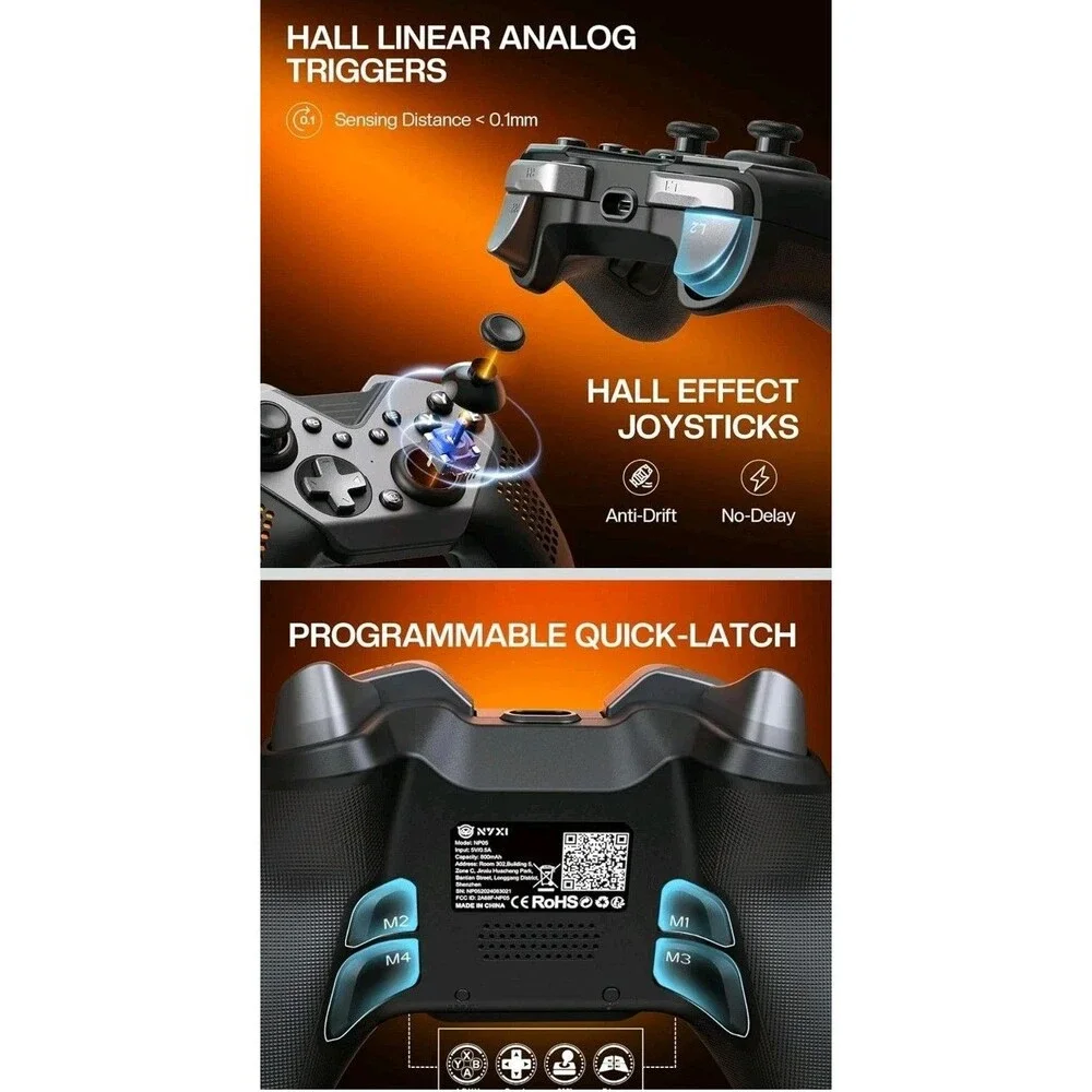 NYXI Flexi Wireless PC Gaming Controller, 1000Hz Polling Rate Hall Effect...